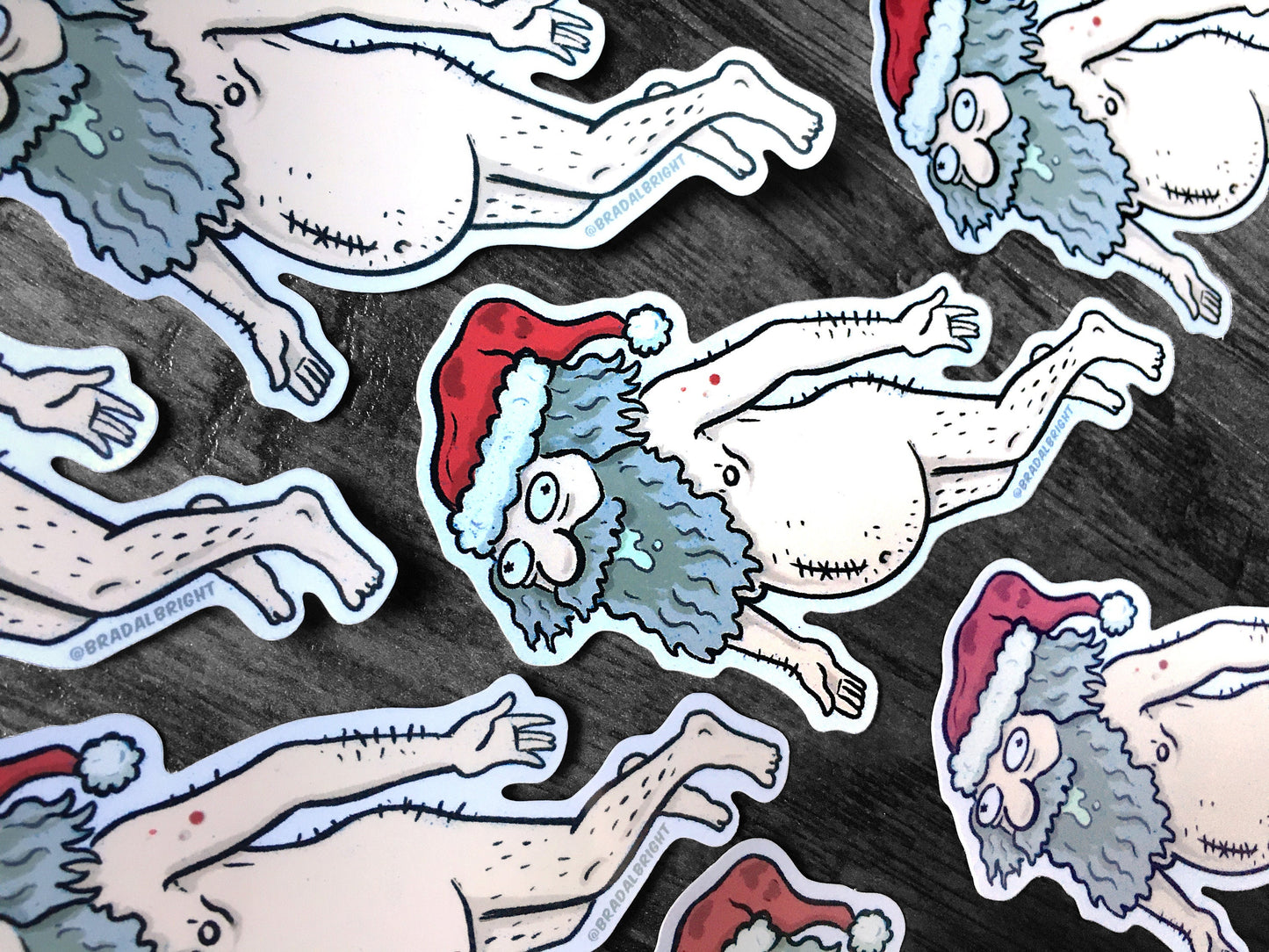 Gross Naked Santa - Sticker Decal Illustration