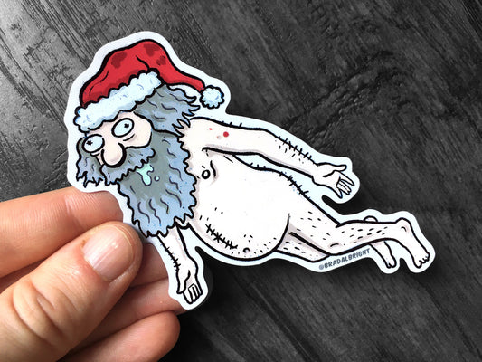 Gross Naked Santa - Sticker Decal Illustration