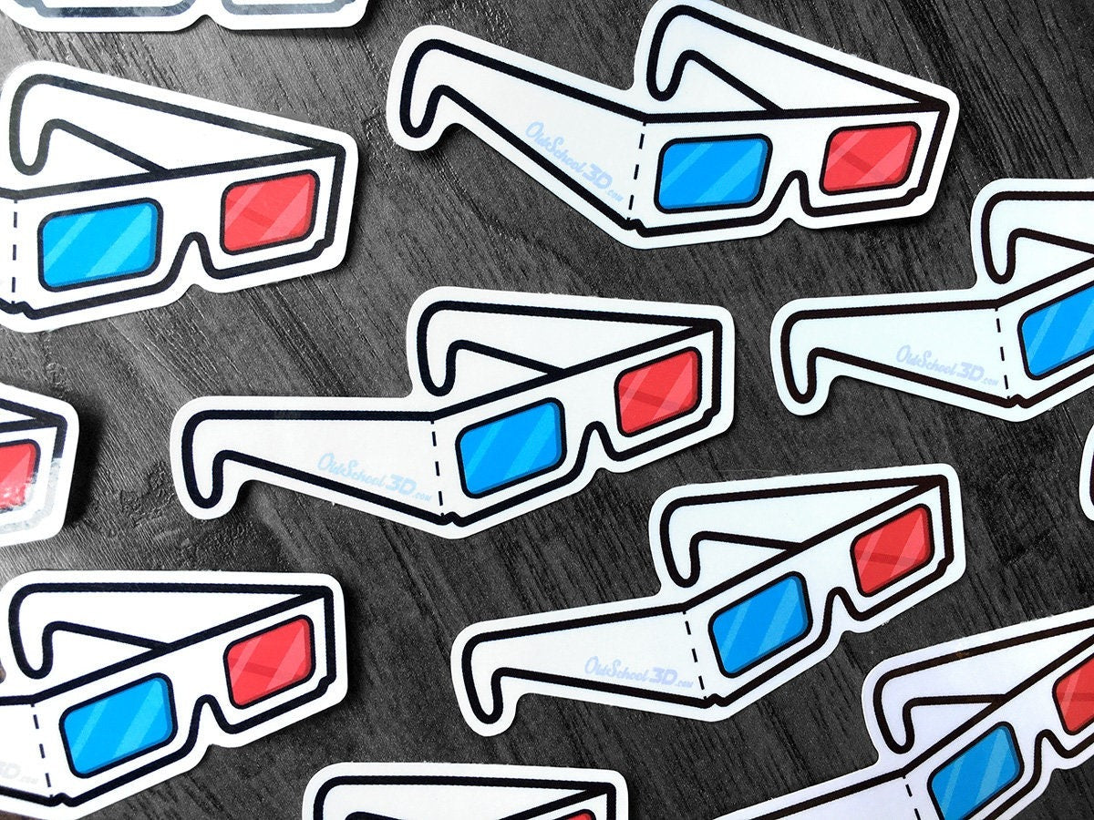 3D Glasses Sticker - OldSchool3D Anaglyph Glasses - FREE US SHIPPING