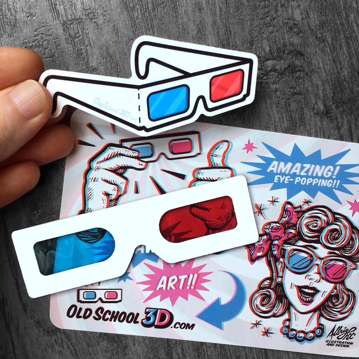 3D Glasses Sticker - OldSchool3D Anaglyph Glasses - FREE US SHIPPING