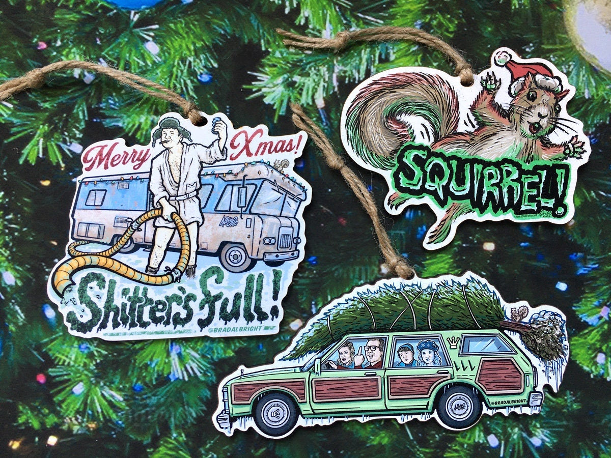 Shitter's Full Cousin Eddie - Christmas Vacation Ornament - Hand Drawn Wood Ornament