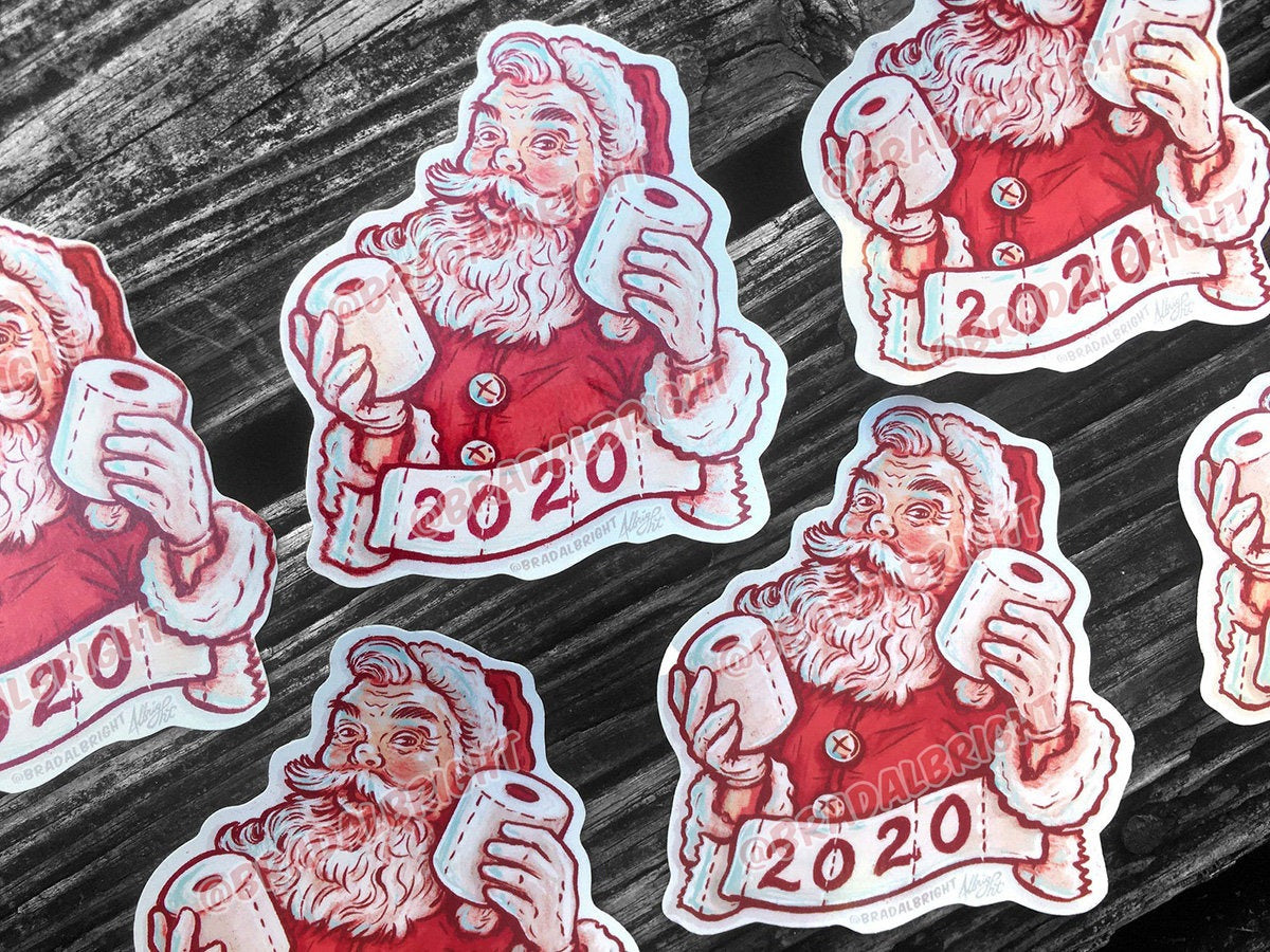 Toilet Paper Santa 2020 Sticker - Weatherproof Decal - FREE US SHIPPING