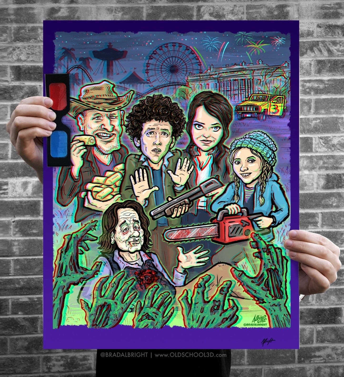 Zombieland 3D Tribute Poster with Glasses - LTD Edition Signed & Numbered Poster