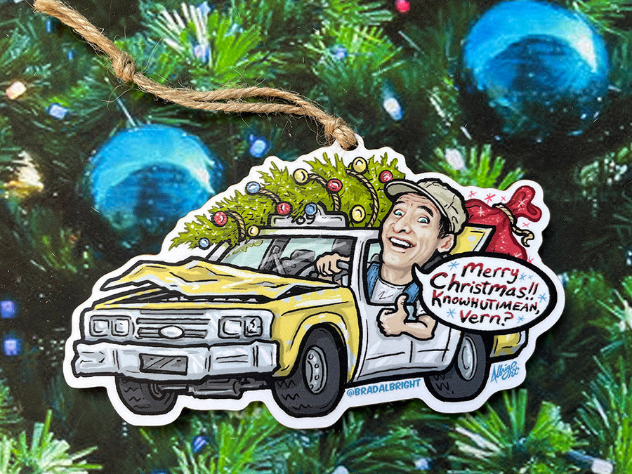 Ernest Saves Xmas Tribute - 80's Nostalgia Christmas Ornament - Hand Drawn Wood Ornament