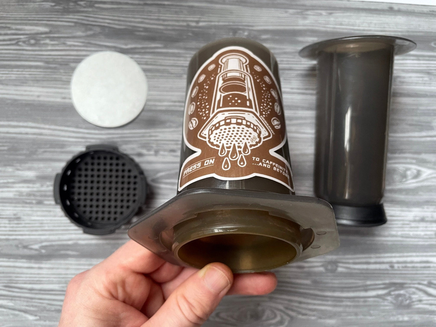 Aeropress Coffee: To Caffeinity and Beyond! - Stickers and Magnets - Waterproof Decals - FREE US SHIPPING