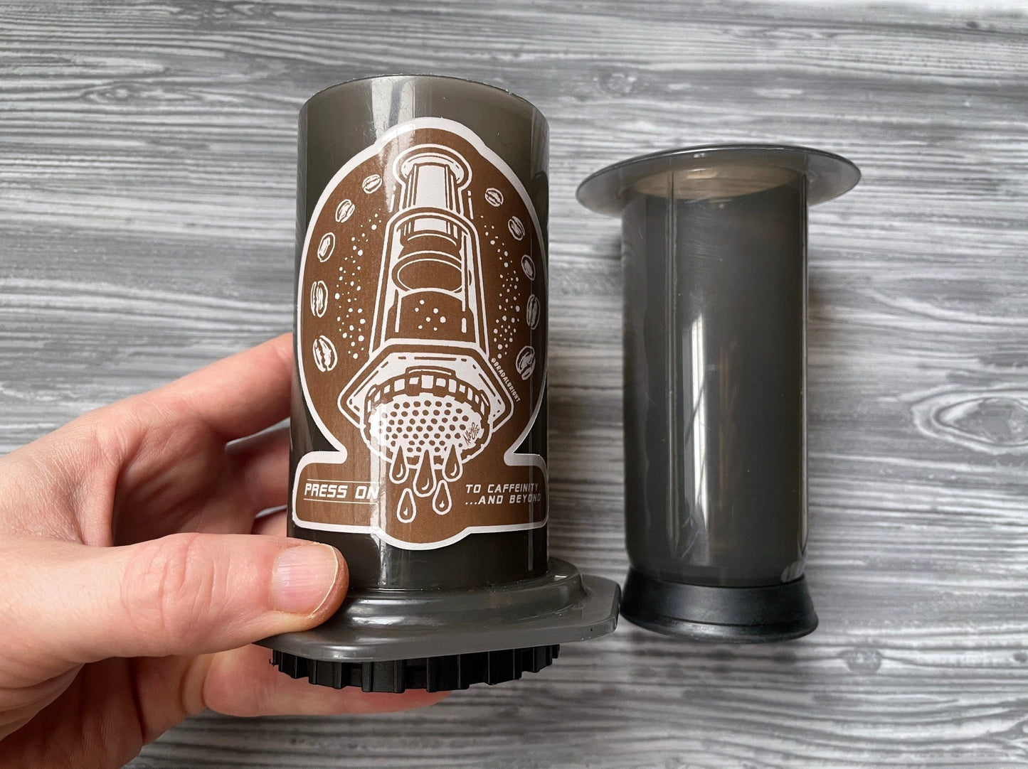 Aeropress Coffee: To Caffeinity and Beyond! - Stickers and Magnets - Waterproof Decals - FREE US SHIPPING