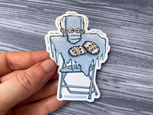 Frozen Texas with Bernie Mittens - Sticker Art & Food Bank Donation - FREE Shipping