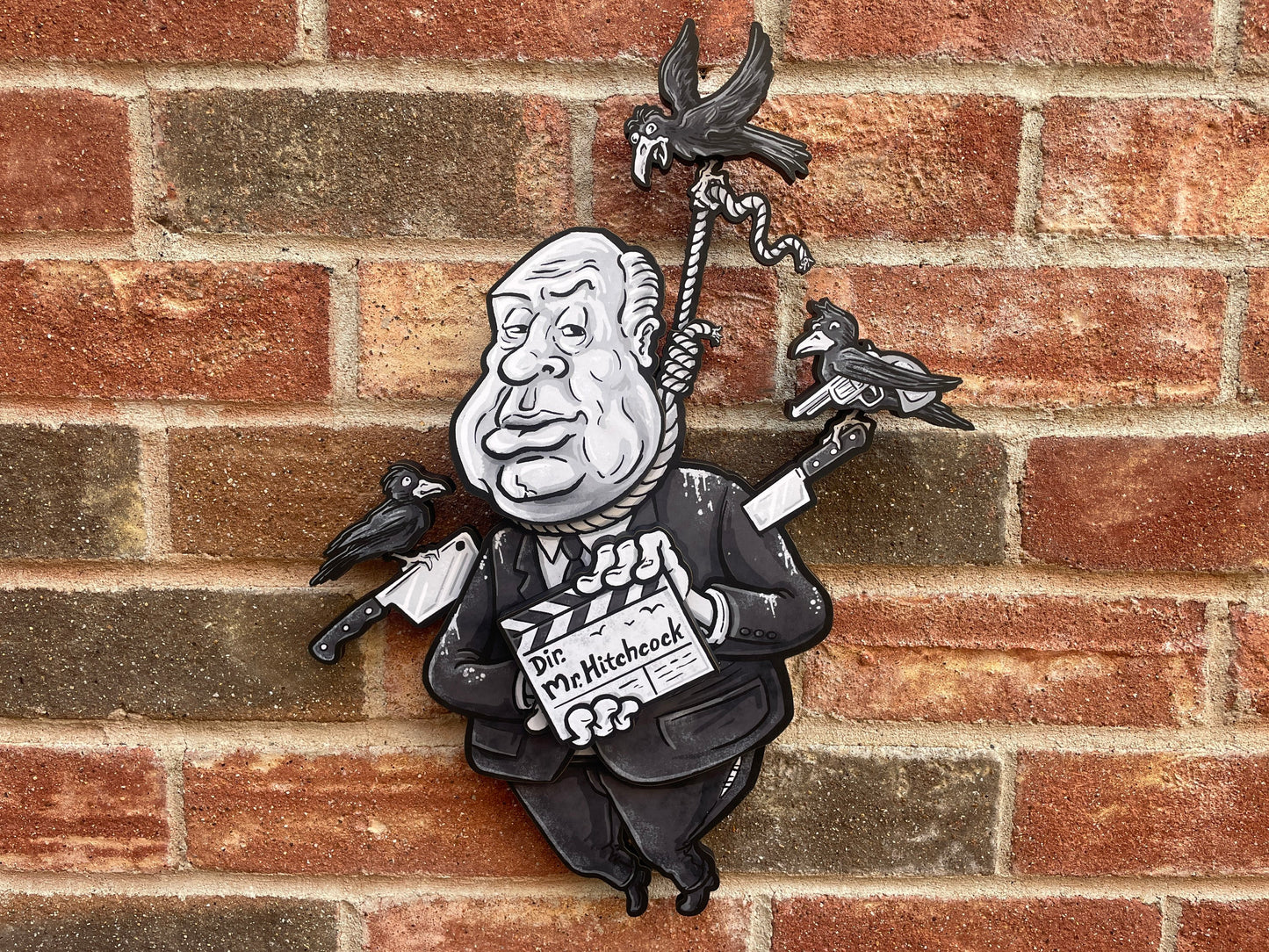 Hangin’ With Mr. Hitchcock - Dimensional Woodcut Alfred Hitchcock Wall Art