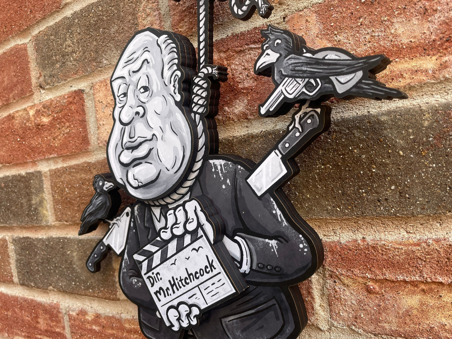 Hangin’ With Mr. Hitchcock - Dimensional Woodcut Alfred Hitchcock Wall Art