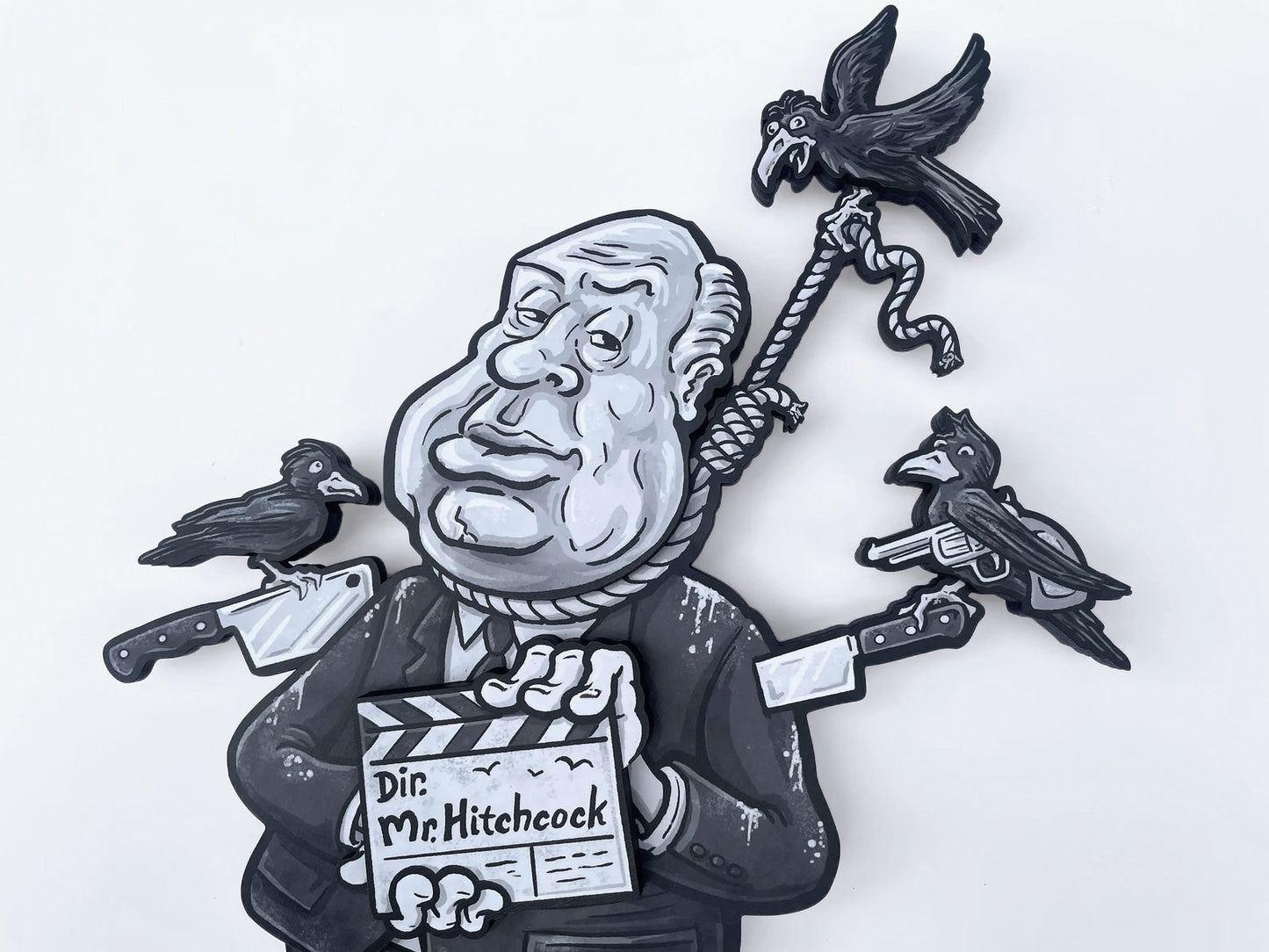 Hangin’ With Mr. Hitchcock - Dimensional Woodcut Alfred Hitchcock Wall Art