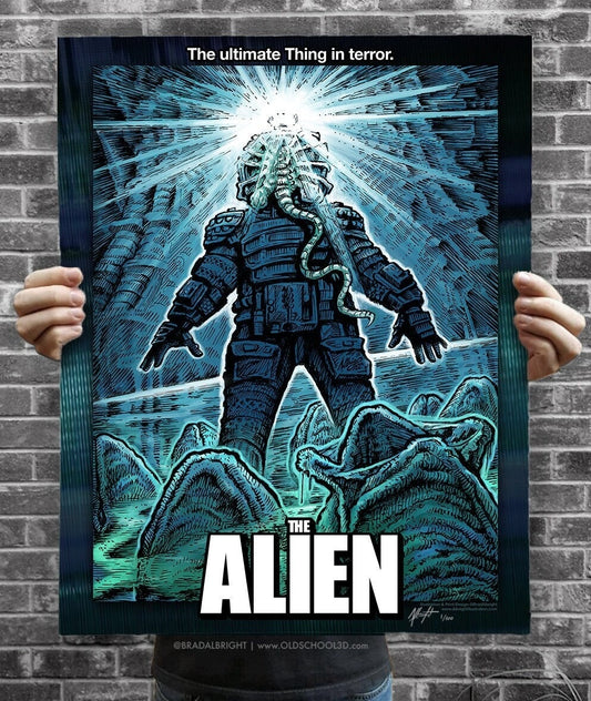 The Alien Thing - Mashup Poster Illustration - 3D and 2D Numbered & Signed Archival Print