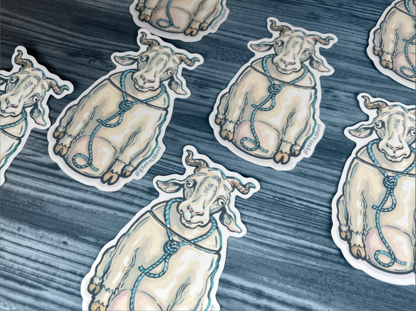 Goat Cookie Jar Sticker Illustration - Waterproof Decals & Flexible Magnets - FREE US SHIPPING