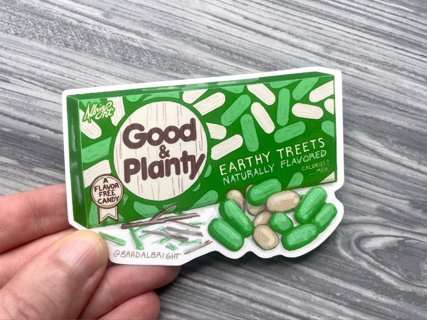 Good & Planty Candy Illustration - Organic Vegan Parody Product - Waterproof Decals and Flexible Magnets