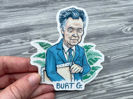 Burt G Severance Stickers - Christopher Walken Portrait Illustration - Waterproof Decals - FREE US SHIPPING