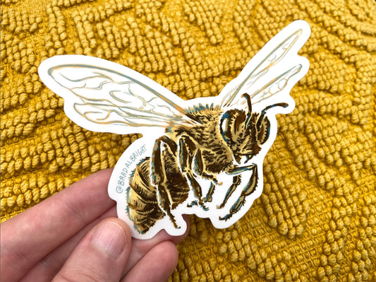 Honey Bee Sticker Illustration - Waterproof Decals & Flexible Magnets