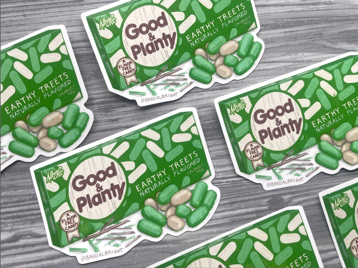 Good & Planty Candy Illustration - Organic Vegan Parody Product - Waterproof Decals and Flexible Magnets