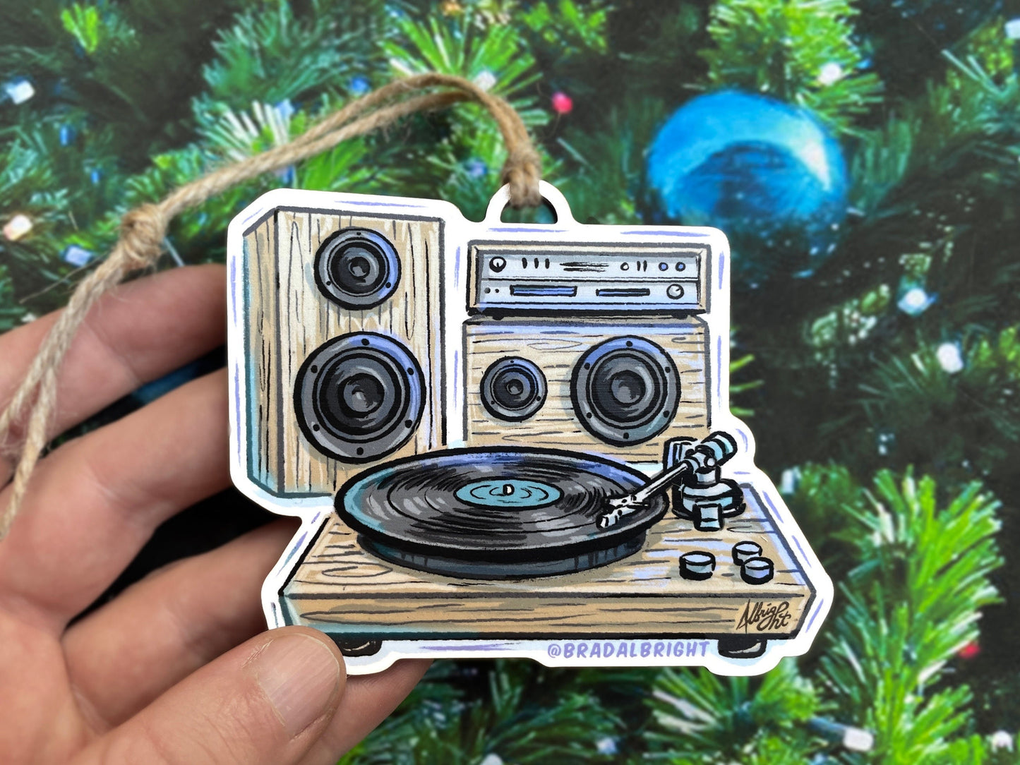 Turntable Christmas Ornament - HiFi Record Player Art - Audiophile Gift