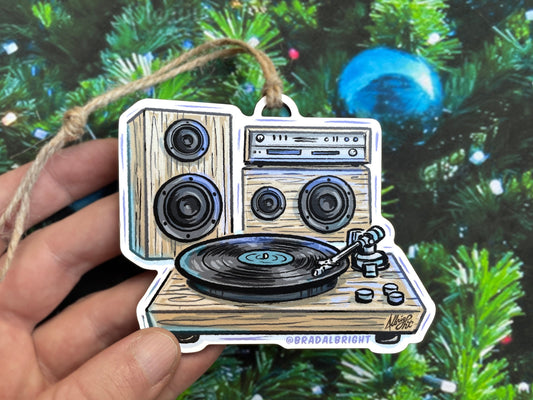 Turntable Christmas Ornament - HiFi Record Player Art - Audiophile Gift