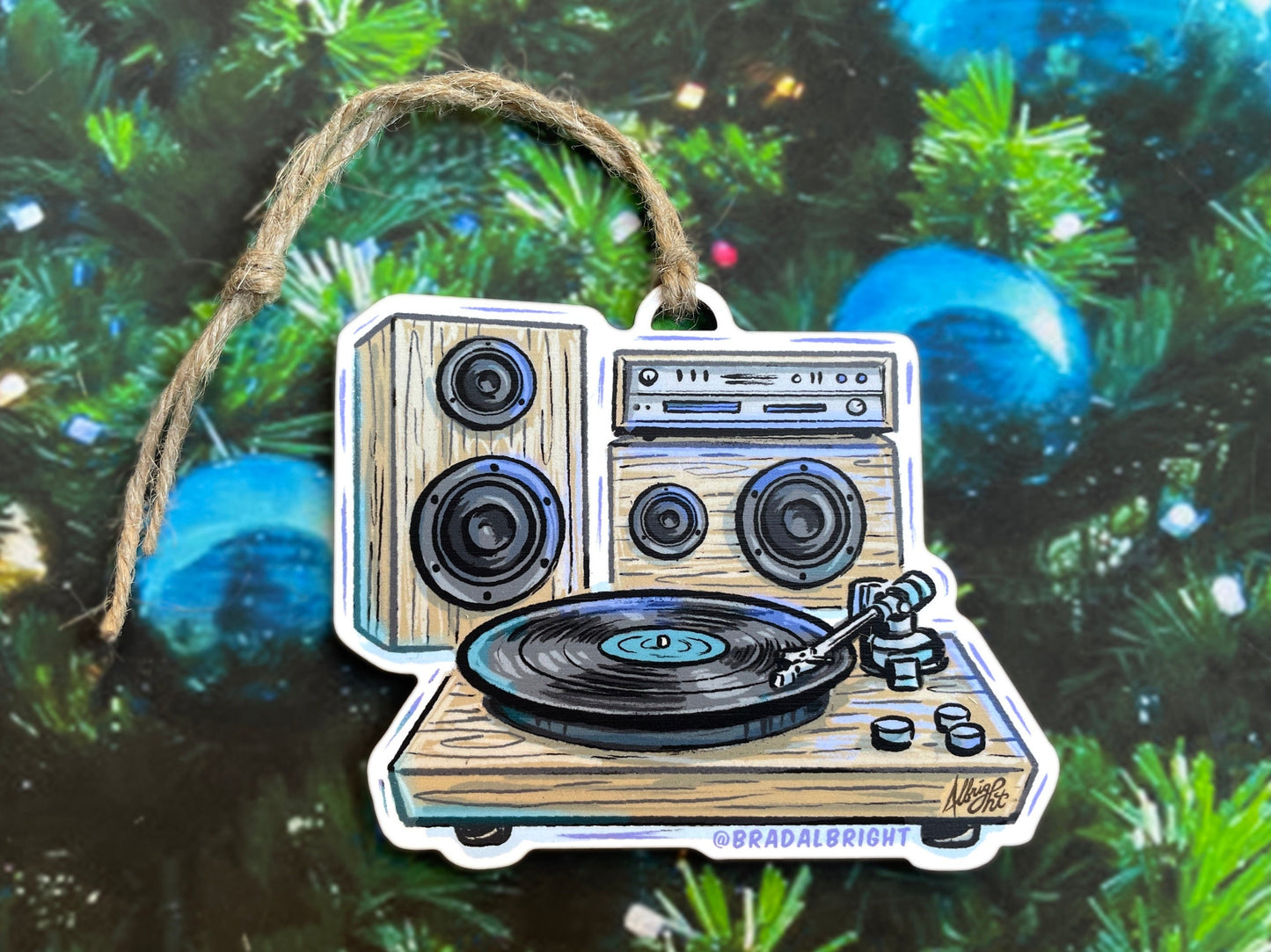 Turntable Christmas Ornament - HiFi Record Player Art - Audiophile Gift