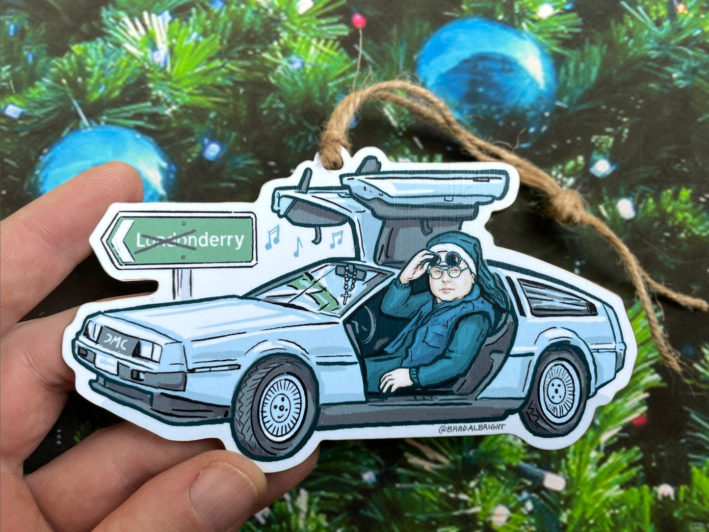 Sister Michael Christmas Ornament - Derry Girls Delorean Tribute