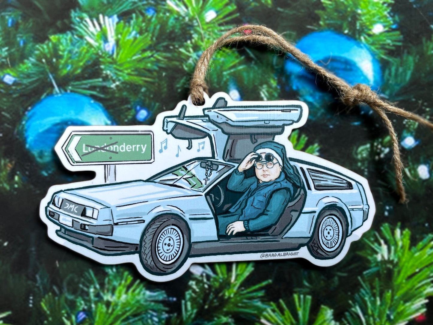 Sister Michael Christmas Ornament - Derry Girls Delorean Tribute