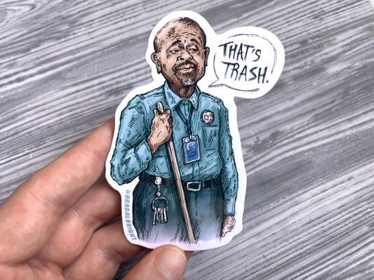 Mr Johnson That's Trash - Abbott Elementary Caricature - Stickers & Magnets