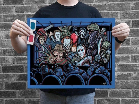 Movie Monsters 3D Poster Art - Numbered & Signed Archival Print