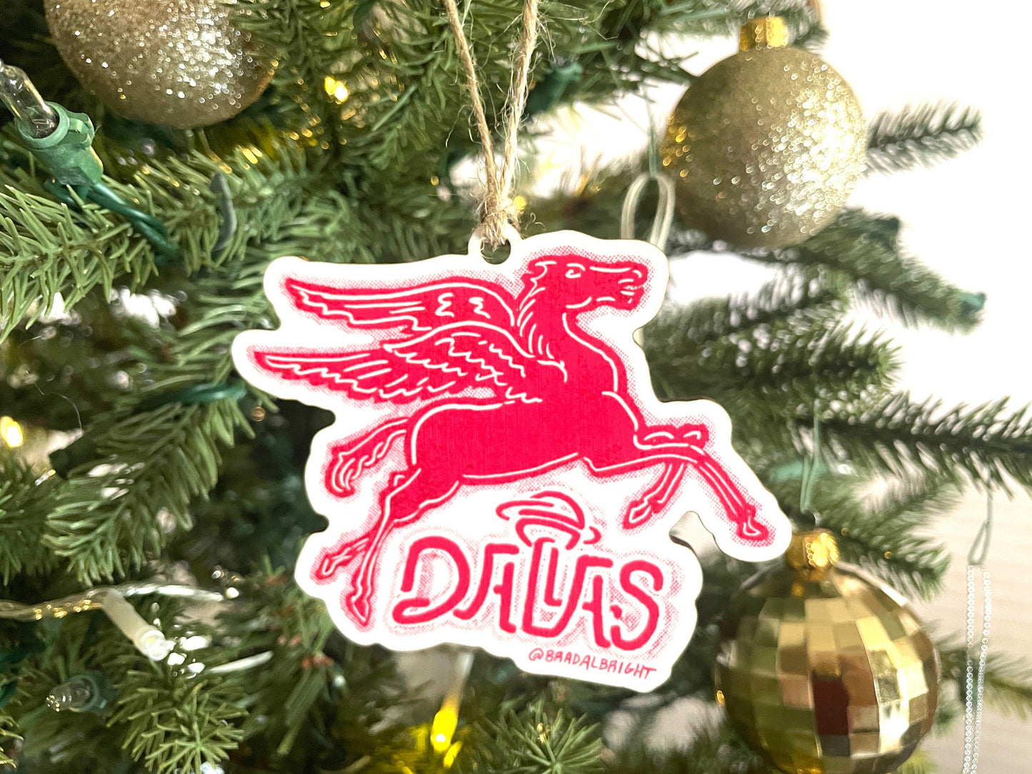 Dallas Pegasus Sign Ornament - Texas Christmas Decor