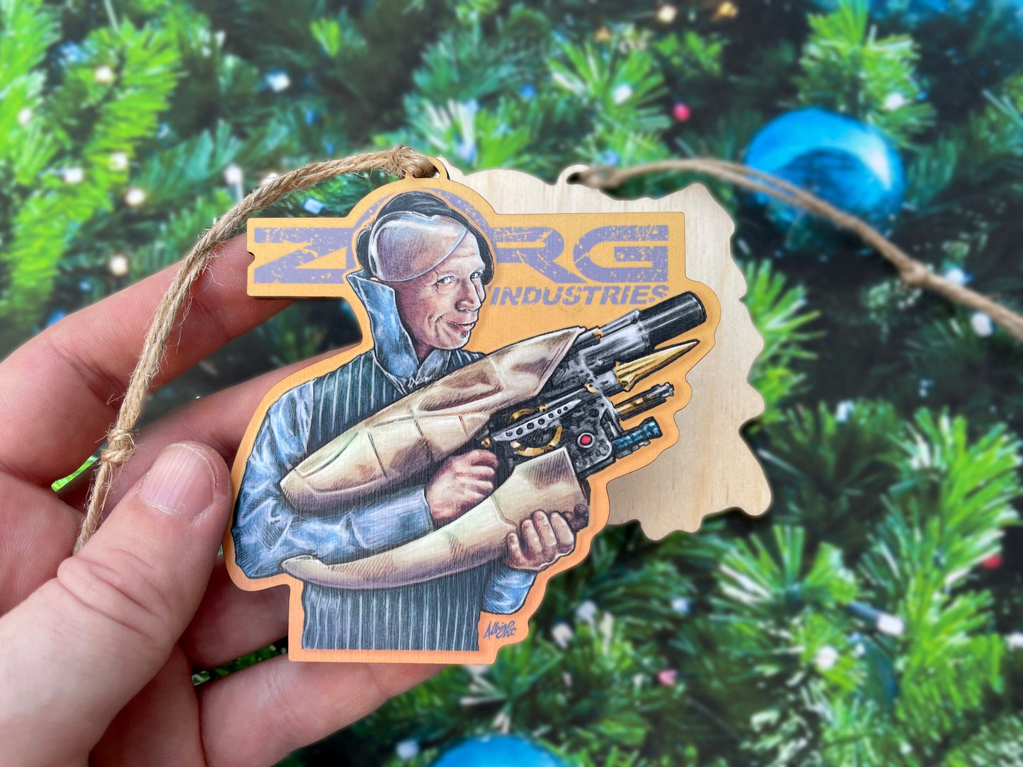 Jean-Baptiste Emanuel Zorg Ornament - Fifth Element Zorg ZF-1 Portrait Art - Hand Drawn Wood Ornament