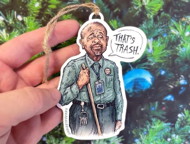 Mr Johnson That's Trash - Abbott Elementary Caricature - Ornament